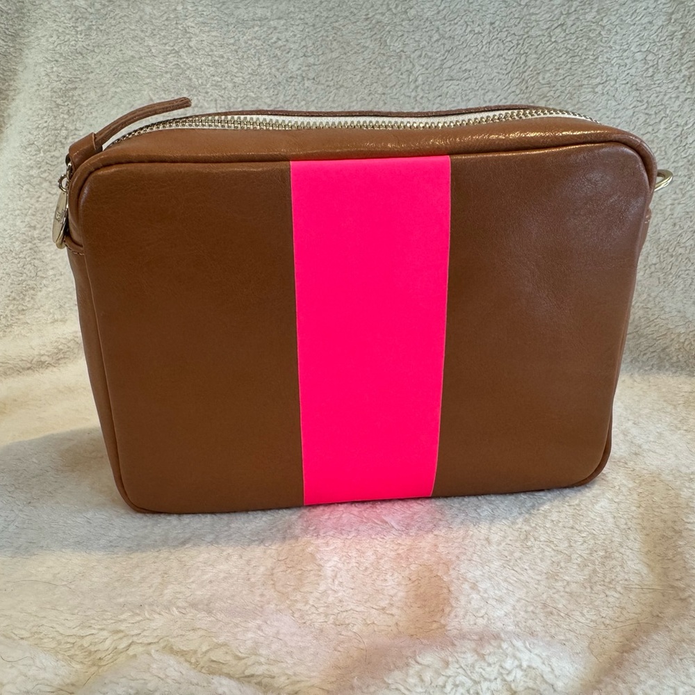 Clare V. MIDI sac neon pink stripe
